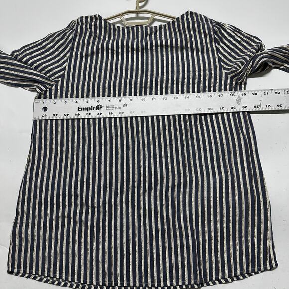 Express Top Womens Size L Gray White Gold Metallic Striped Long Sleeves Viscose - Picture 5 of 8